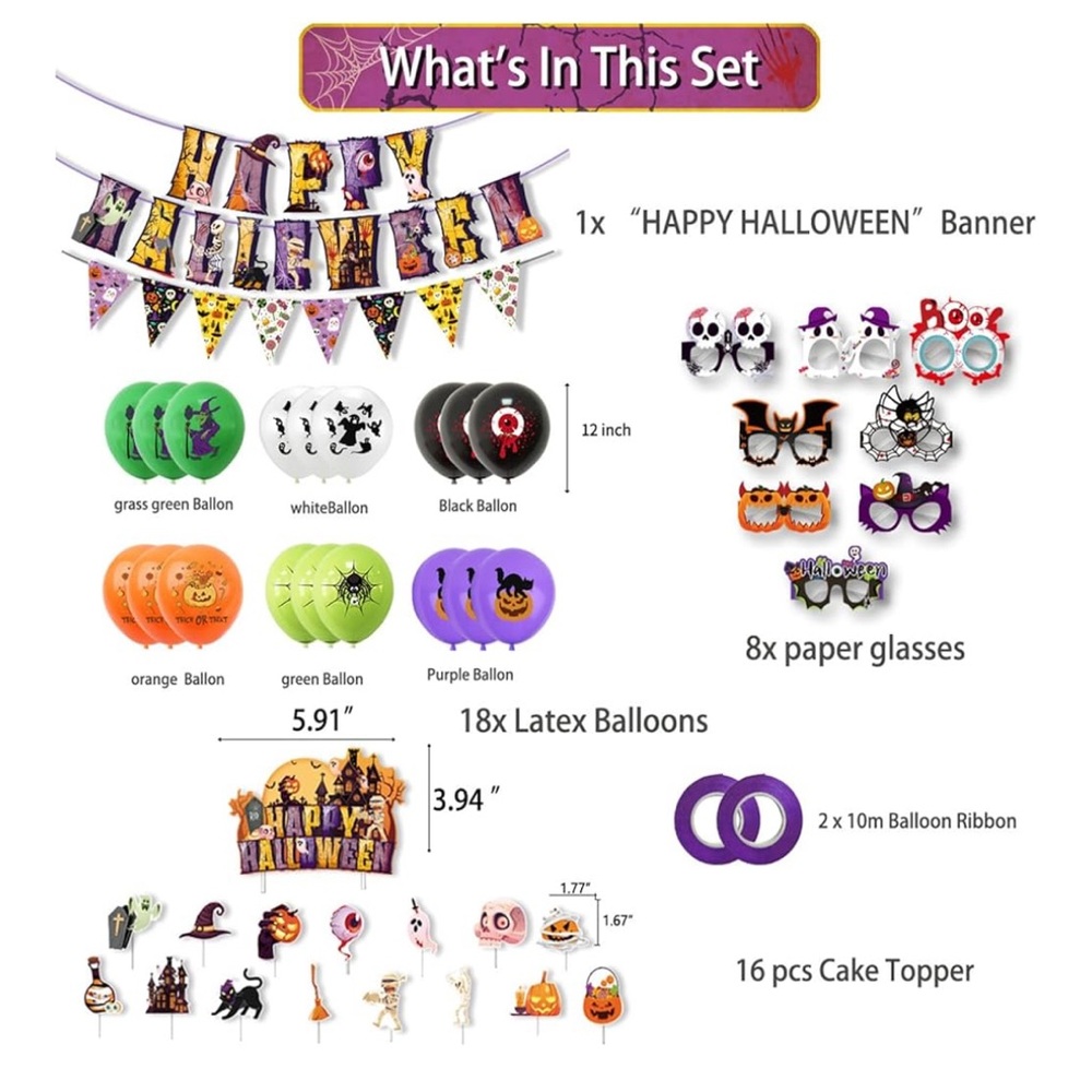 Halloween Party Decoration Set - Black, Purple, Orange - Picture 2 of 9